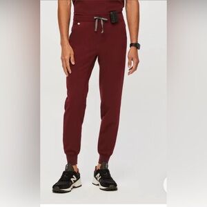 Wear Figs Tansen Jogger Scrub Pants in Burgundy, Large, Tall